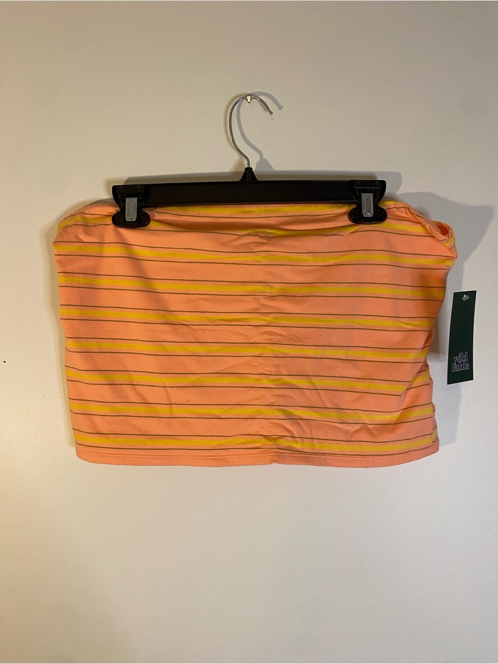 Target Peach Striped Tube Top with Yellow and Gray Lines